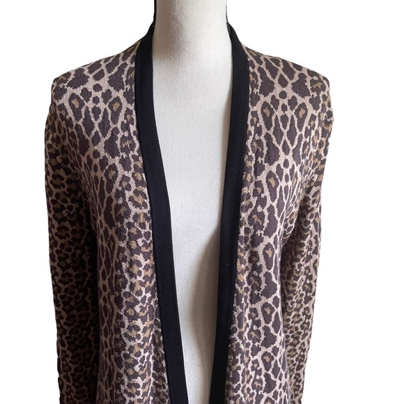 Soft Surroundings Knit Leopard Print Duster Cardigan Sweater Casual Medium - Picture 2 of 8